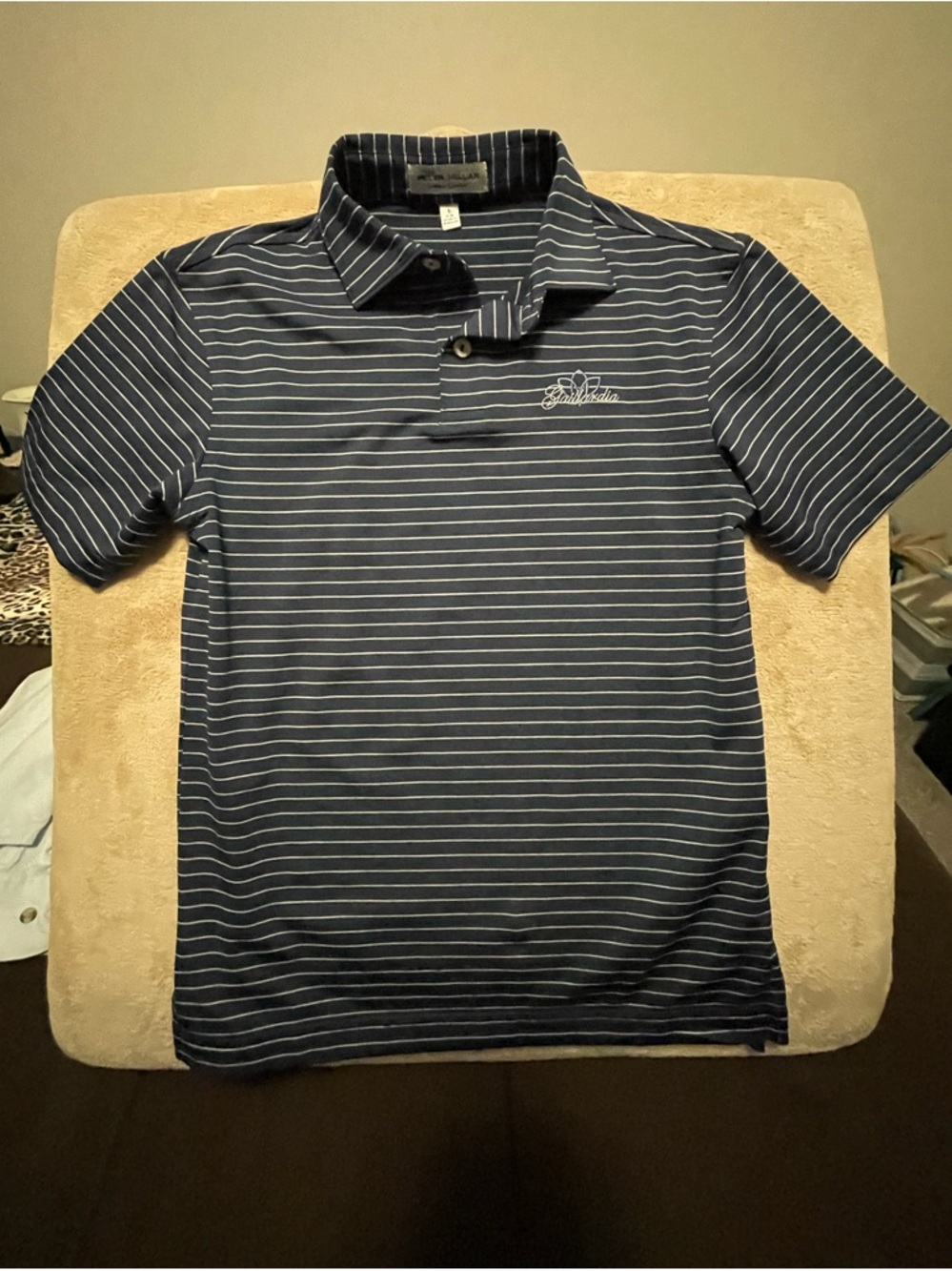 Peter Millar Navy and White Striped Polo